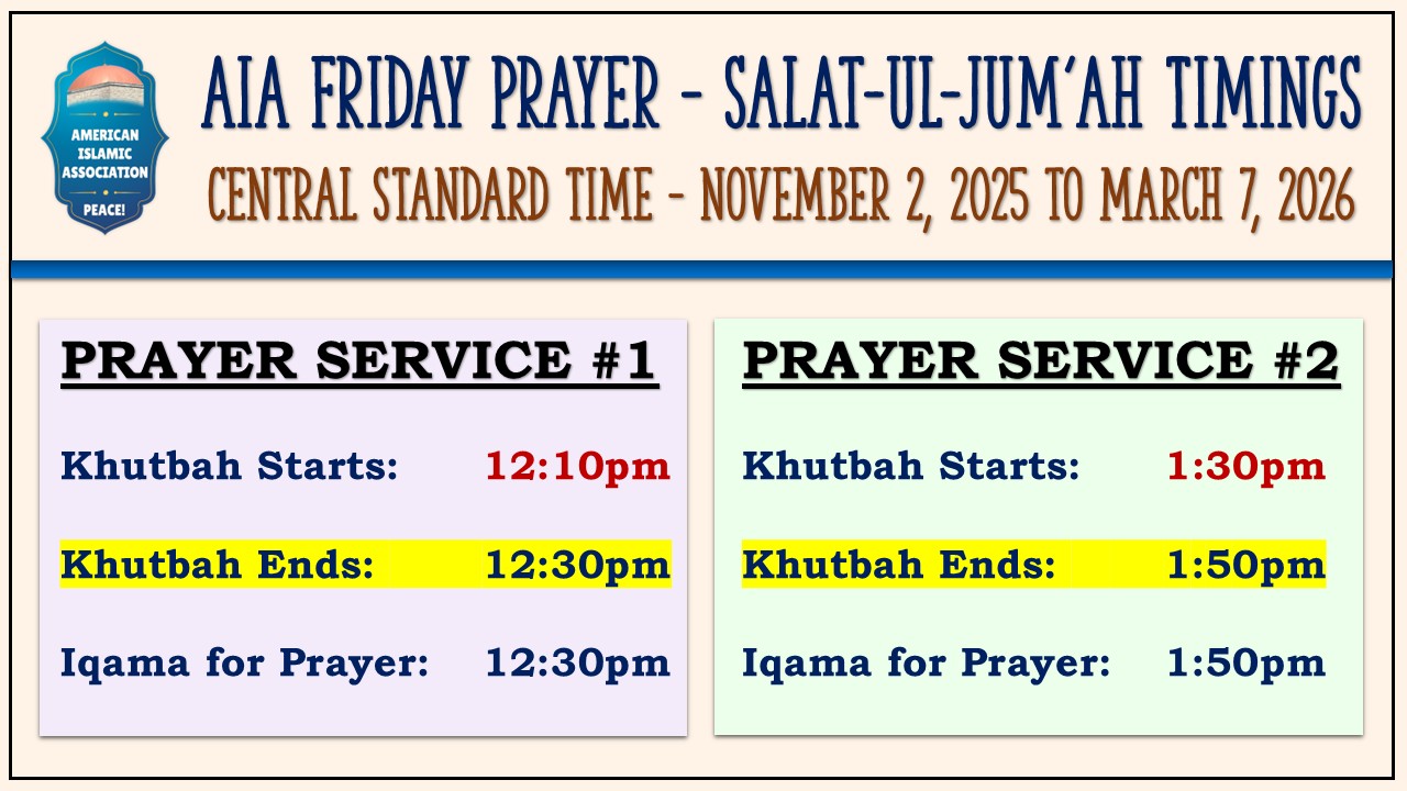 Friday Prayer Timings Central Standard Timings 2025-2026 REV1