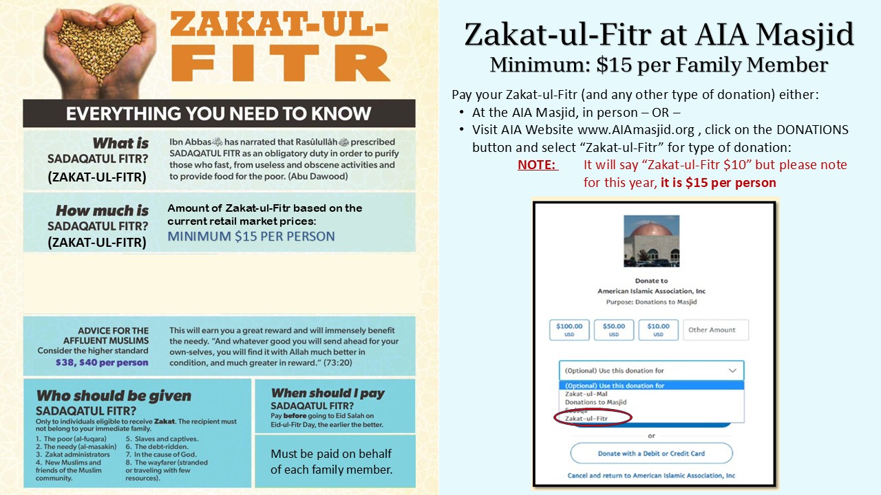 Zakat-ul-Fitr Ramadan 2026 AIA Info